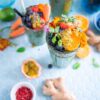 Delicious fruit and green smoothies.